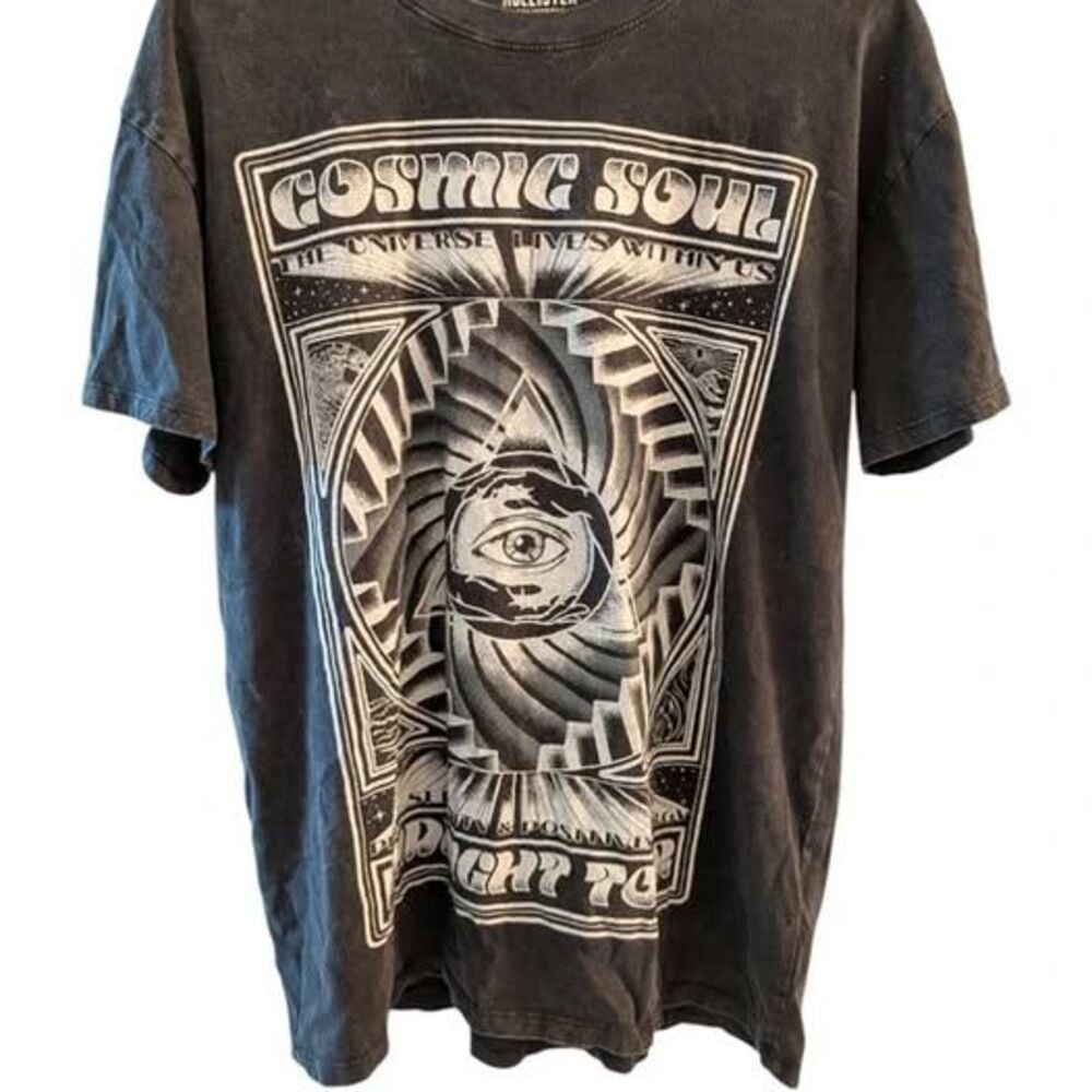 Hollister Cosmic Soul Graphic Tee Black Grunge Y2K Streetwear Alt Festival S